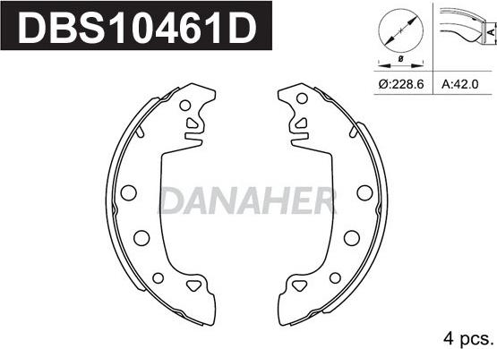 Danaher DBS10461D - Комплект спирачна челюст vvparts.bg