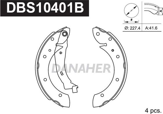 Danaher DBS10401B - Комплект спирачна челюст vvparts.bg