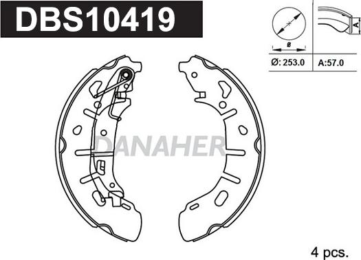 Danaher DBS10419 - Комплект спирачна челюст vvparts.bg