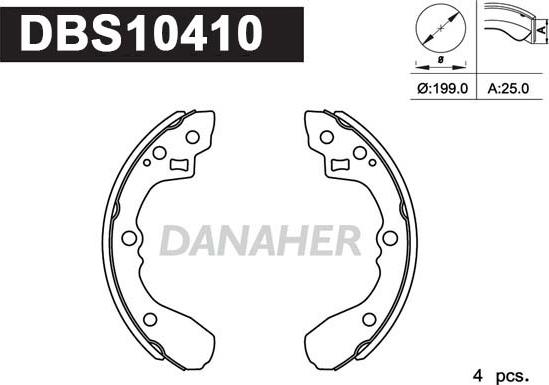 Danaher DBS10410 - Комплект спирачна челюст vvparts.bg