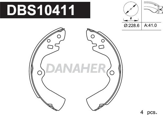 Danaher DBS10411 - Комплект спирачна челюст vvparts.bg