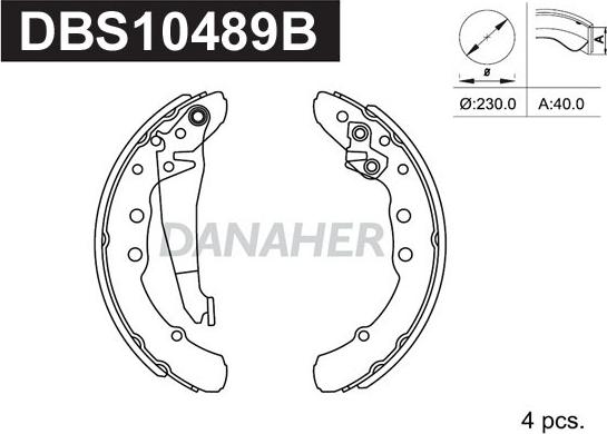 Danaher DBS10489B - Комплект спирачна челюст vvparts.bg