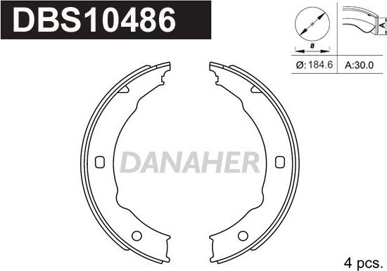 Danaher DBS10486 - Комплект спирачна челюст, ръчна спирачка vvparts.bg