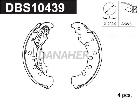 Danaher DBS10439 - Комплект спирачна челюст vvparts.bg