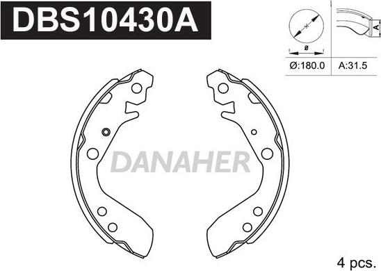 Danaher DBS10430A - Комплект спирачна челюст vvparts.bg