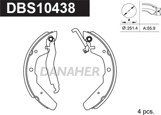 Danaher DBS10438 - Комплект спирачна челюст vvparts.bg