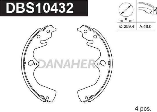 Danaher DBS10432 - Комплект спирачна челюст vvparts.bg