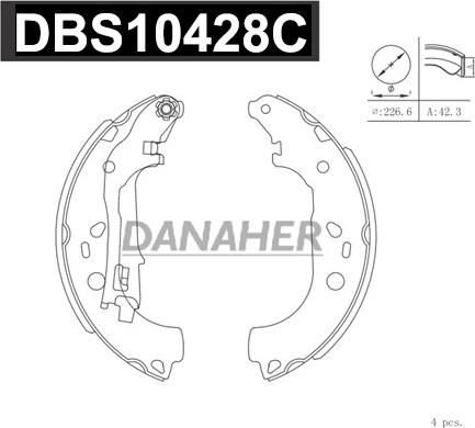 Danaher DBS10428C - Комплект спирачна челюст vvparts.bg