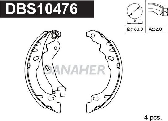 Danaher DBS10476 - Комплект спирачна челюст vvparts.bg
