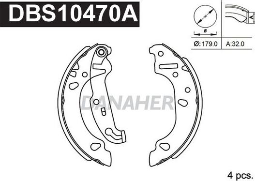 Danaher DBS10470A - Комплект спирачна челюст vvparts.bg