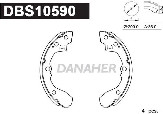 Danaher DBS10590 - Комплект спирачна челюст vvparts.bg