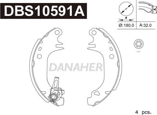 Danaher DBS10591A - Комплект спирачна челюст vvparts.bg