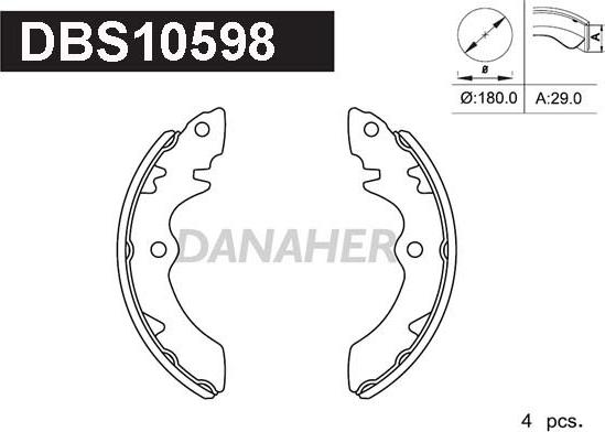 Danaher DBS10598 - Комплект спирачна челюст vvparts.bg