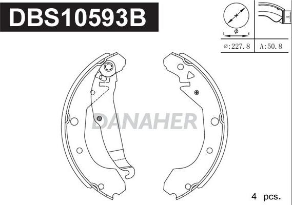Danaher DBS10593B - Комплект спирачна челюст vvparts.bg