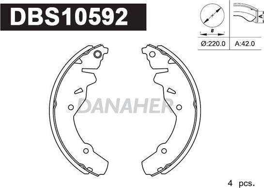 Danaher DBS10592 - Комплект спирачна челюст vvparts.bg