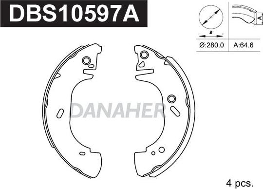 Danaher DBS10597A - Комплект спирачна челюст vvparts.bg