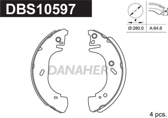 Danaher DBS10597 - Комплект спирачна челюст vvparts.bg