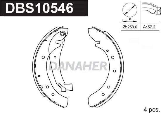 Danaher DBS10546 - Комплект спирачна челюст vvparts.bg
