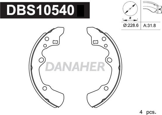 Danaher DBS10540 - Комплект спирачна челюст vvparts.bg