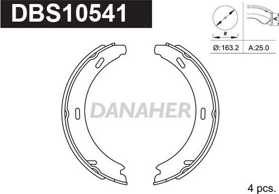 Danaher DBS10541 - Комплект спирачна челюст, ръчна спирачка vvparts.bg