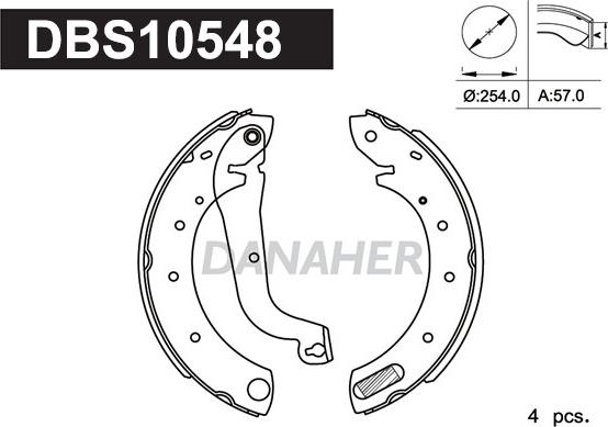 Danaher DBS10548 - Комплект спирачна челюст vvparts.bg