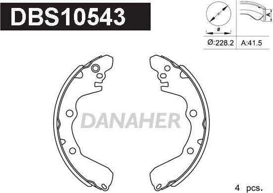 Danaher DBS10543 - Комплект спирачна челюст vvparts.bg