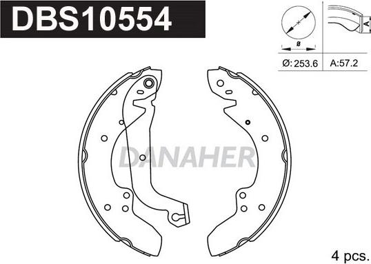 Danaher DBS10554 - Комплект спирачна челюст vvparts.bg