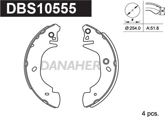 Danaher DBS10555 - Комплект спирачна челюст vvparts.bg