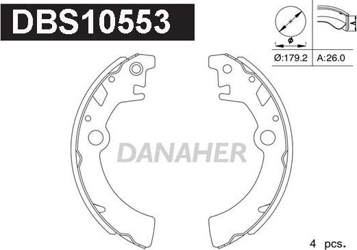 Danaher DBS10553 - Комплект спирачна челюст vvparts.bg