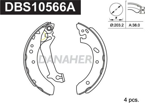 Danaher DBS10566A - Комплект спирачна челюст vvparts.bg