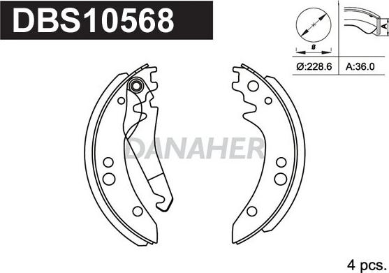 Danaher DBS10568 - Комплект спирачна челюст vvparts.bg