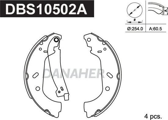 Danaher DBS10502A - Комплект спирачна челюст vvparts.bg