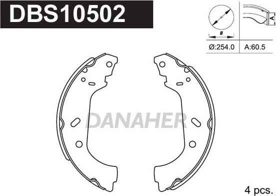 Danaher DBS10502 - Комплект спирачна челюст vvparts.bg