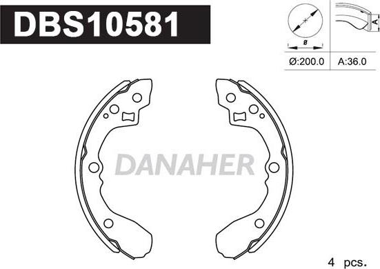 Danaher DBS10581 - Комплект спирачна челюст vvparts.bg