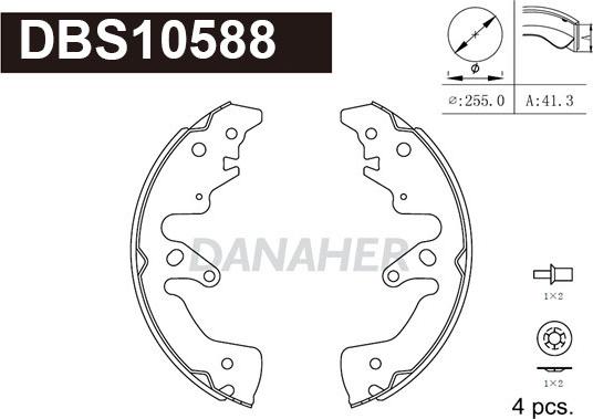 Danaher DBS10588 - Комплект спирачна челюст vvparts.bg