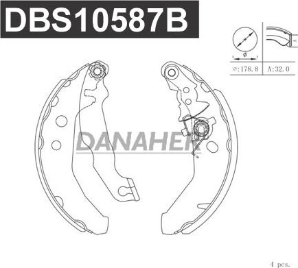 Danaher DBS10587B - Комплект спирачна челюст vvparts.bg