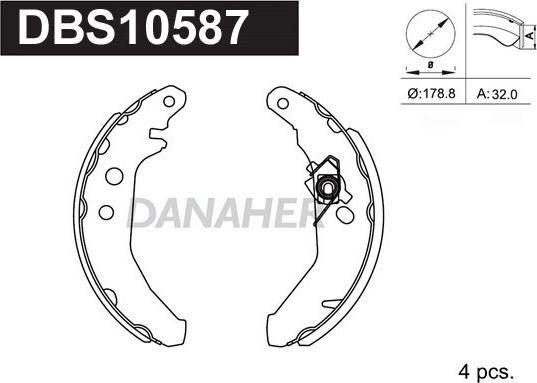 Danaher DBS10587 - Комплект спирачна челюст vvparts.bg