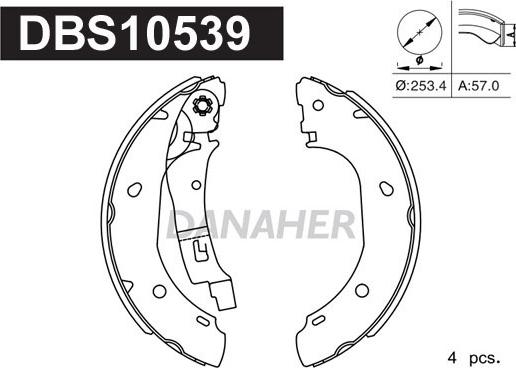 Danaher DBS10539 - Комплект спирачна челюст vvparts.bg