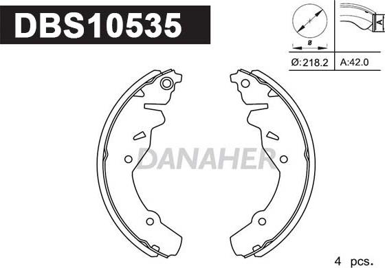 Danaher DBS10535 - Комплект спирачна челюст vvparts.bg
