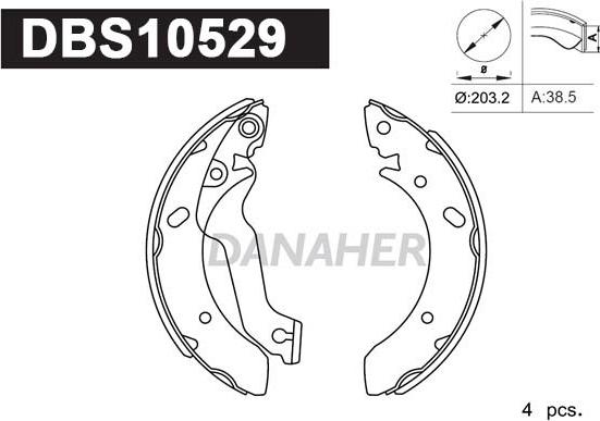 Danaher DBS10529 - Комплект спирачна челюст vvparts.bg