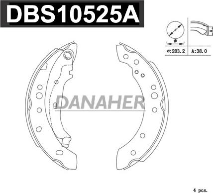 Danaher DBS10525A - Комплект спирачна челюст vvparts.bg