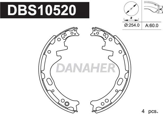 Danaher DBS10520 - Комплект спирачна челюст vvparts.bg