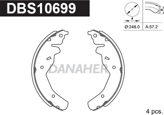 Danaher DBS10699 - Комплект спирачна челюст vvparts.bg