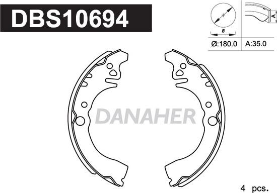 Danaher DBS10694 - Комплект спирачна челюст vvparts.bg