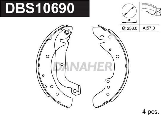 Danaher DBS10690 - Комплект спирачна челюст vvparts.bg