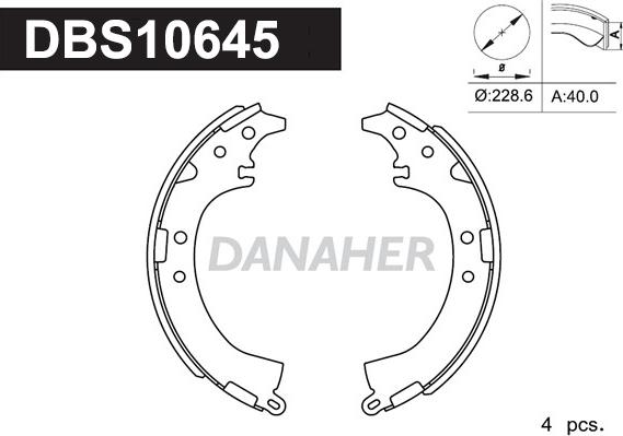 Danaher DBS10645 - Комплект спирачна челюст vvparts.bg