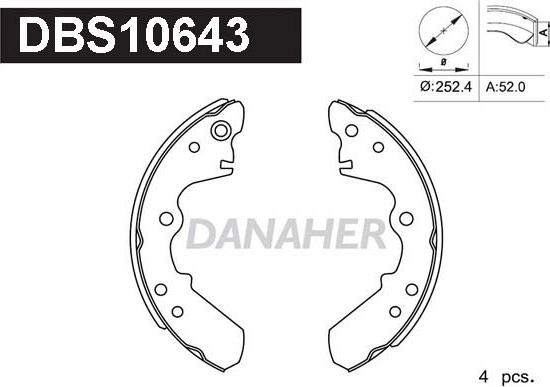 Danaher DBS10643 - Комплект спирачна челюст vvparts.bg