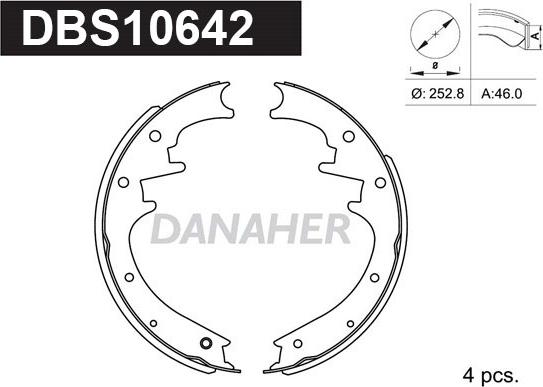 Danaher DBS10642 - Комплект спирачна челюст vvparts.bg