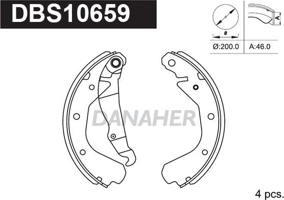 Danaher DBS10659 - Комплект спирачна челюст vvparts.bg