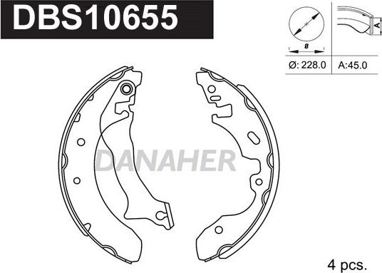 Danaher DBS10655 - Комплект спирачна челюст vvparts.bg